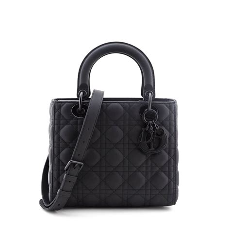 lady dior medium black calfskin|Lady Dior Medium Ultra Matte Calfskin Cannage Black BHW.